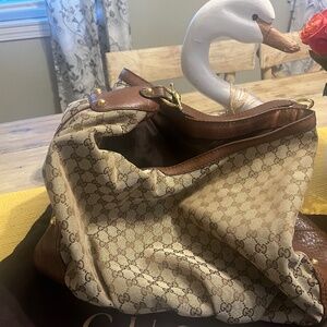 Gucci Large Canvas Hobo Bag with Dust Bag
